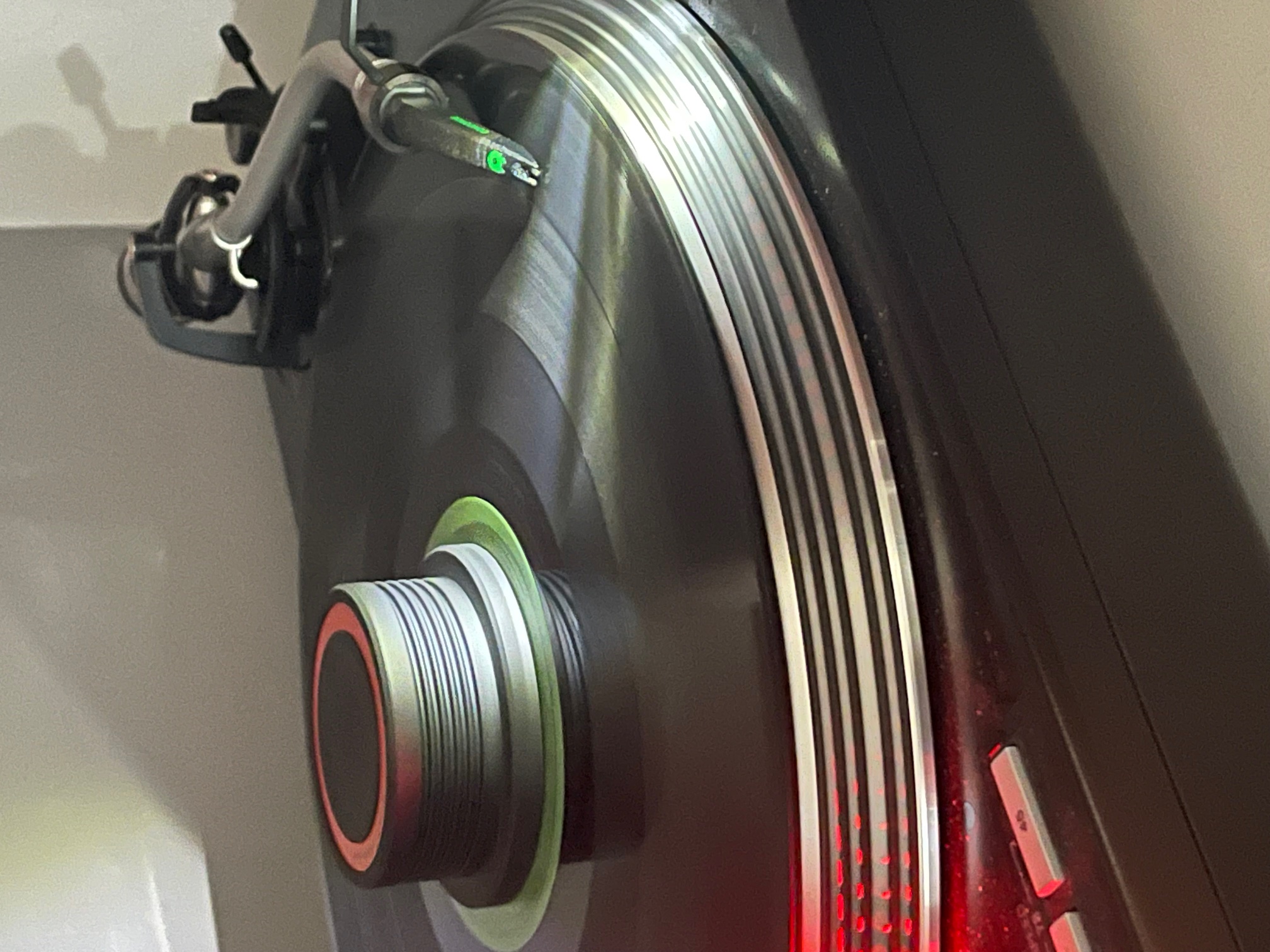 Vinyl deck playing at Selected Records